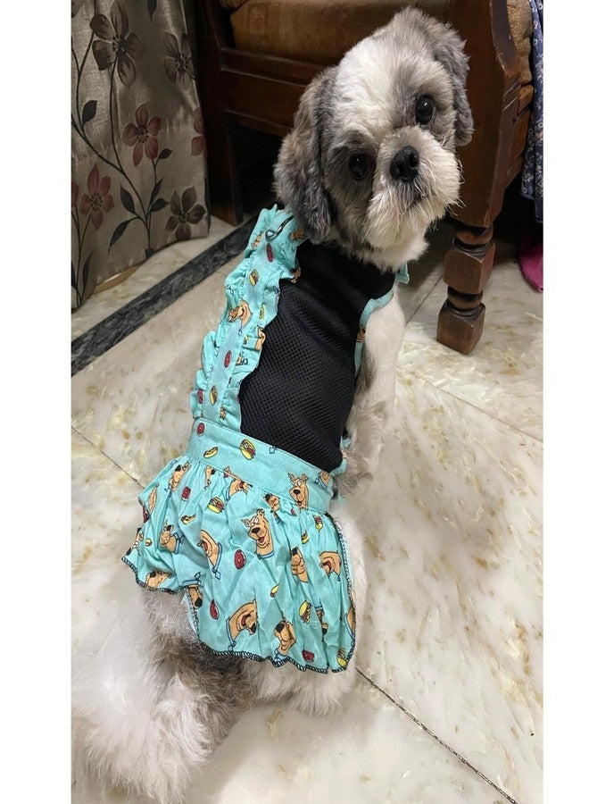 Lulala Summer Dog Princess Puppy Print Dresses Clothes Doggie Sundress with D-Ring Pet Vest Cat Apparel Puppy Dress Pet Dog Summer Layer Frill Sweetie Dress Tutu Dress Mesh Dogs(14 Inch,Sea Green) - Image 1